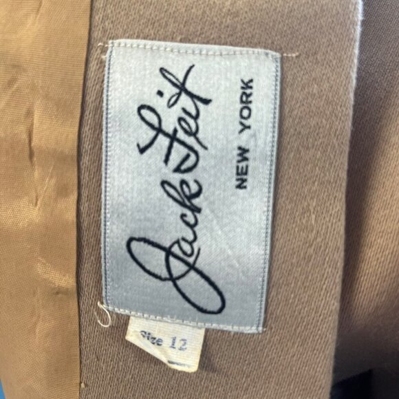 Jack Feit Coat Animal Print Vintage Union Made Fur Trim Size MED Tailored Chic - Picture 8 of 13